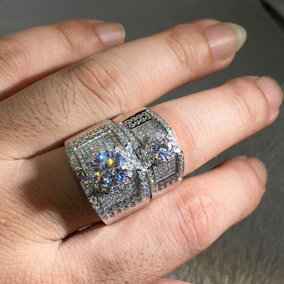 💞 Luxury Glitter Zircon Cubic Dainty Carved Fashion Ring for Man,MARR9217 - Picture 4 of 8